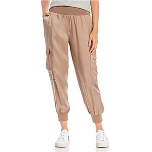 NWT Cinq a Sept Giles High Rise Satin Cargo Pant in Sahara Sz S